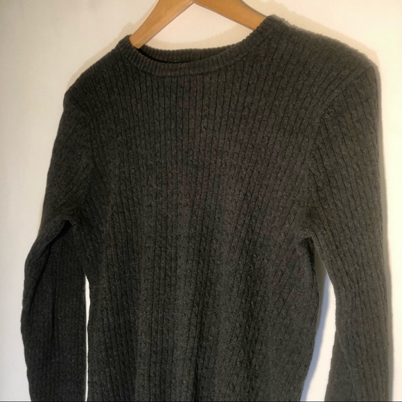 JEANNE PIERRE CABLE STITCH KNIT SWEATER WOMENS MEDIUM 100% COTTON DARK GREY - Picture 4 of 6